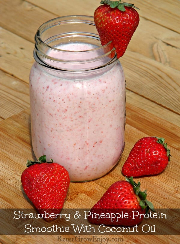 Strawberry-And-Pineapple-Protein-Smoothie-Recipe-Made-With-Coconut-Oil