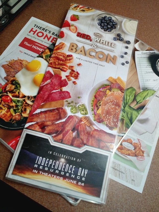 Bacon lover? Make your way to Denny's to try out their limited-time menu, "Red, White, & Bacon!" The summer months are full of celebrations, so take your favorite people out to Denny's, and then go see the new movie Independence Day: Resurgence! (ad)