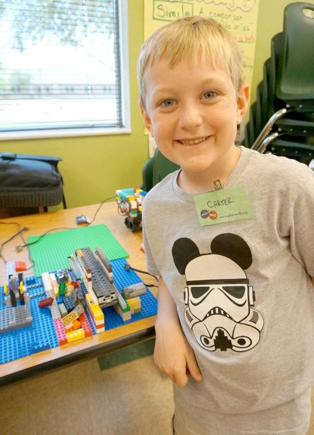 carter with his conveyor belt on display