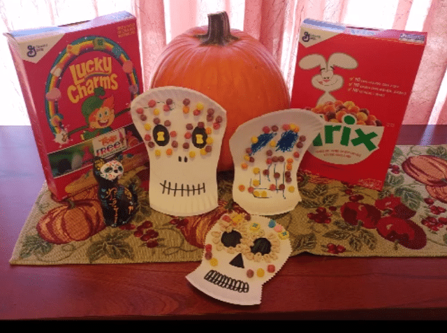 Sugar skull decorations with cereal